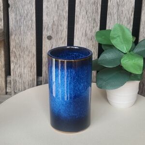 Vintage 1970 Stunning Cobalt Blue Ombre Ceramic Vase
